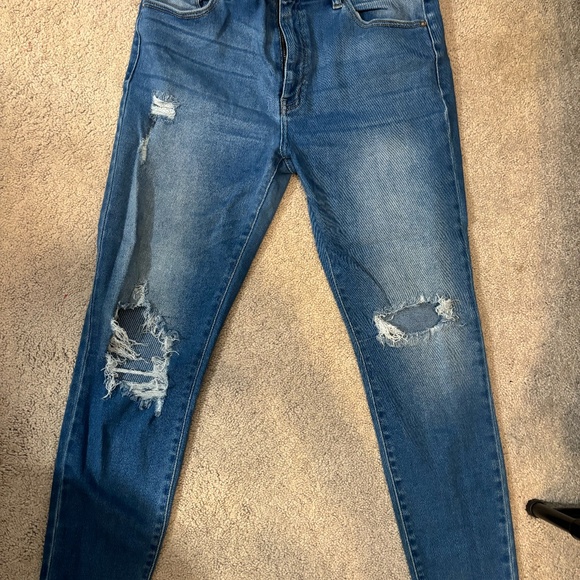 Kancan Distressed Skinny Jeans Medium Wash 5 Button Fly - Picture 2 of 5